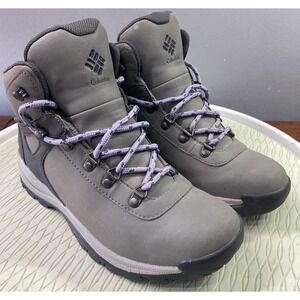 Columbia Women's Yoncalla Mid Waterproof Hiking Ankle Boots Gray&Purple Sz. 8